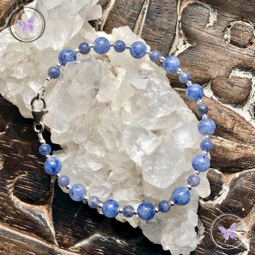 Blue Aventurine Silver Bead Bracelet